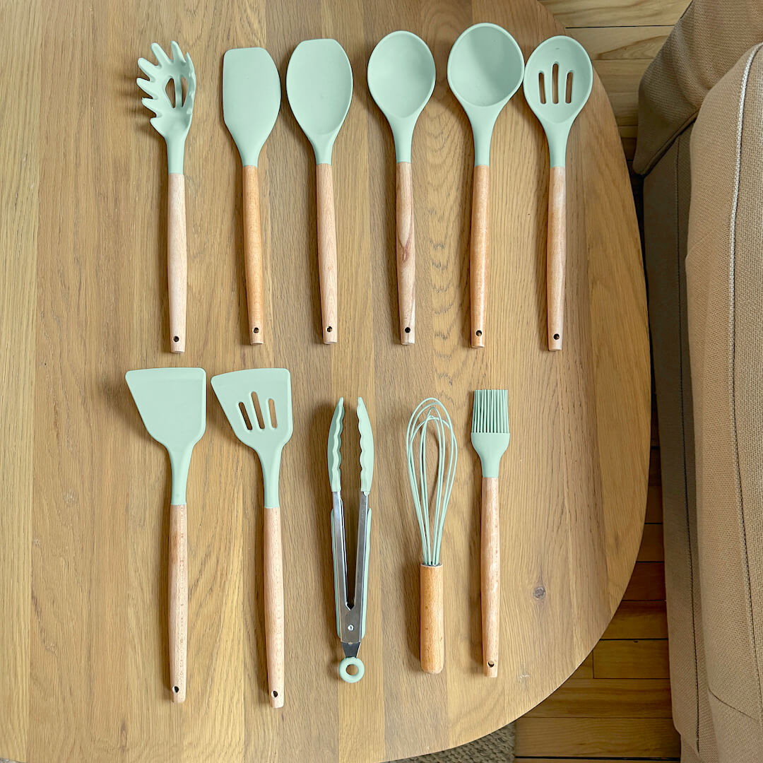 Versatile Silicone Cooking Utensil Collection with Wooden Handles | elesira