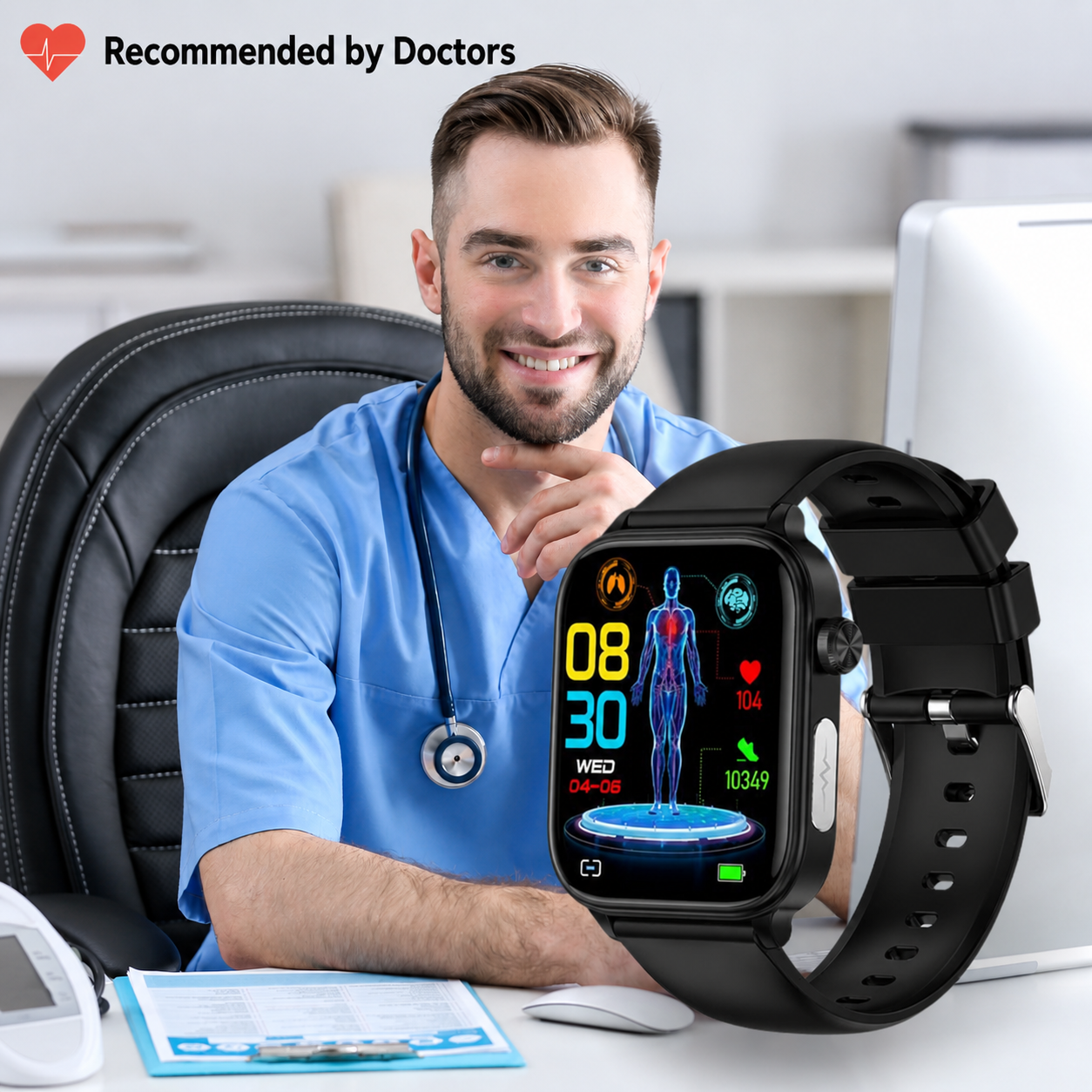 Smartwatch with SOS Emergency Alert and Fall Detection - Heart Rate, Oxygen, and Activity Monitoring - Bluetooth and Waterproof | elesira