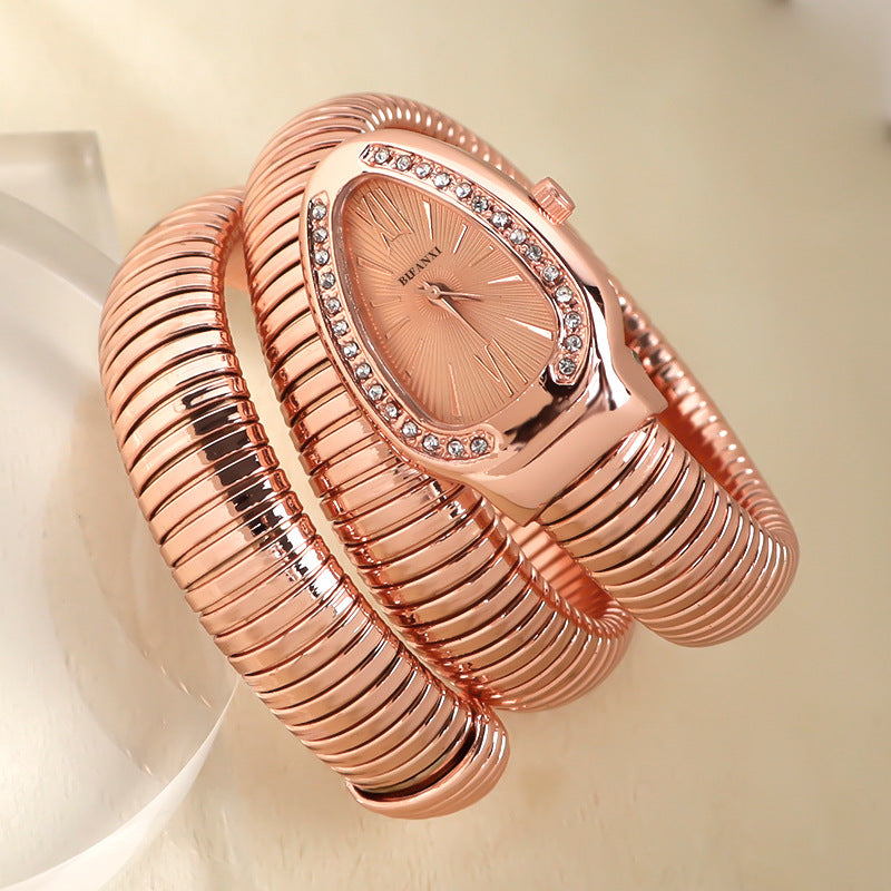 Sleek Serpentine Quartz Timepiece with Customizable Band | elesira