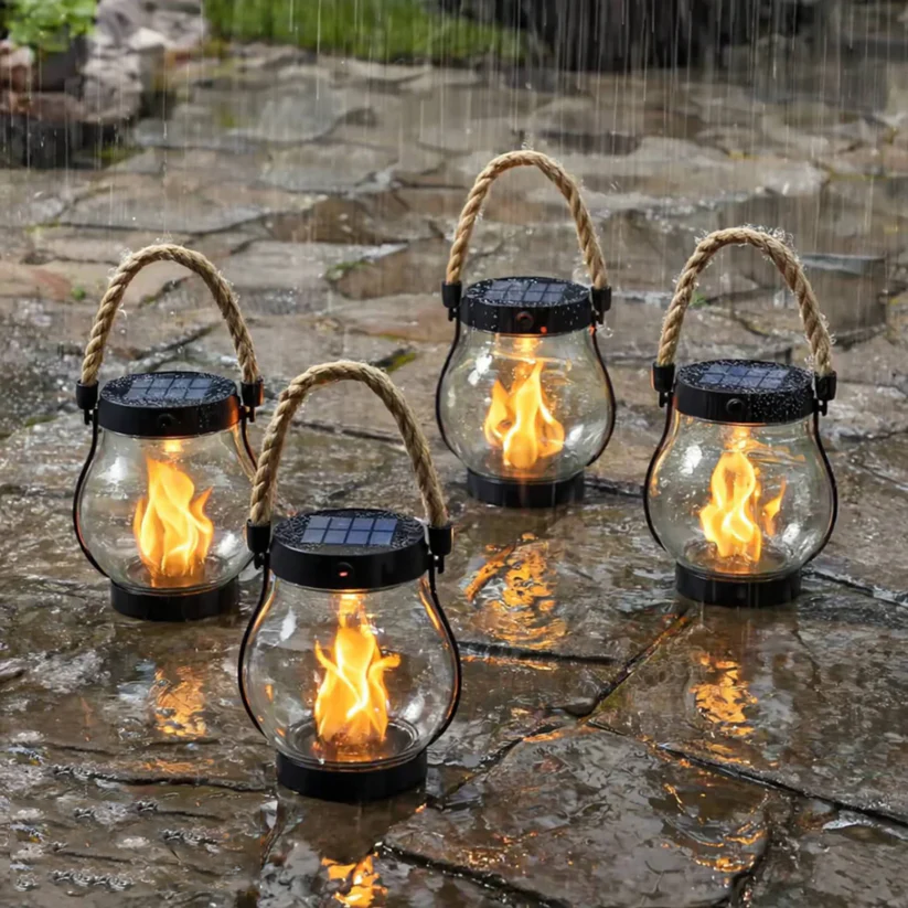 Solar Garden Lanterns with Flame Effect – Weather Resistant | elesira