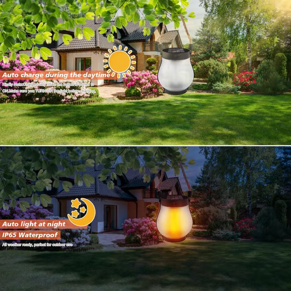 Solar Garden Lanterns with Flame Effect – Weather Resistant | elesira
