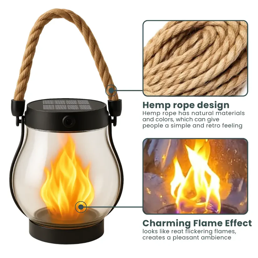 Solar Garden Lanterns with Flame Effect – Weather Resistant | elesira