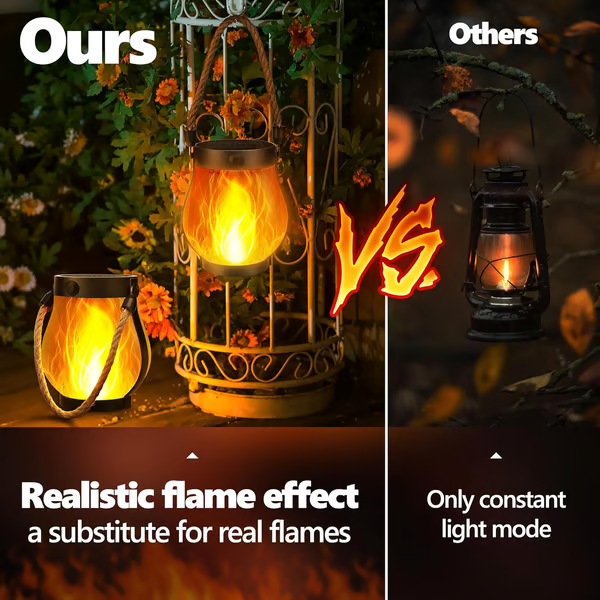 Solar Garden Lanterns with Flame Effect – Weather Resistant | elesira