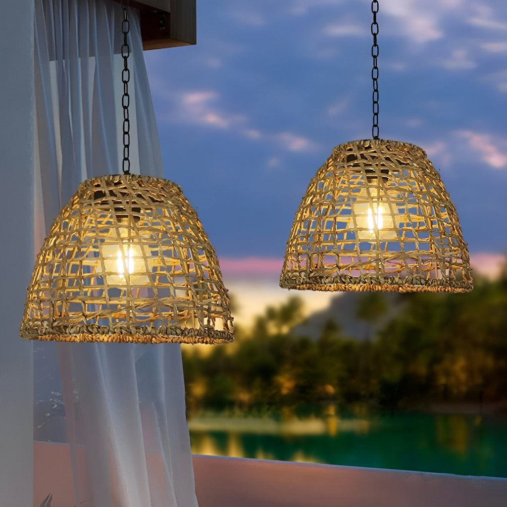 Solcellelanterne i boho-rattandesign - vejrbestandig | elesira