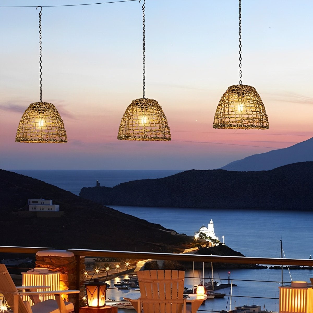 Ηλιακό φανάρι σε σχέδιο από ρατάν, εμπνευσμένο από το boho - Ανθεκτικό στις καιρικές συνθήκες | elesira