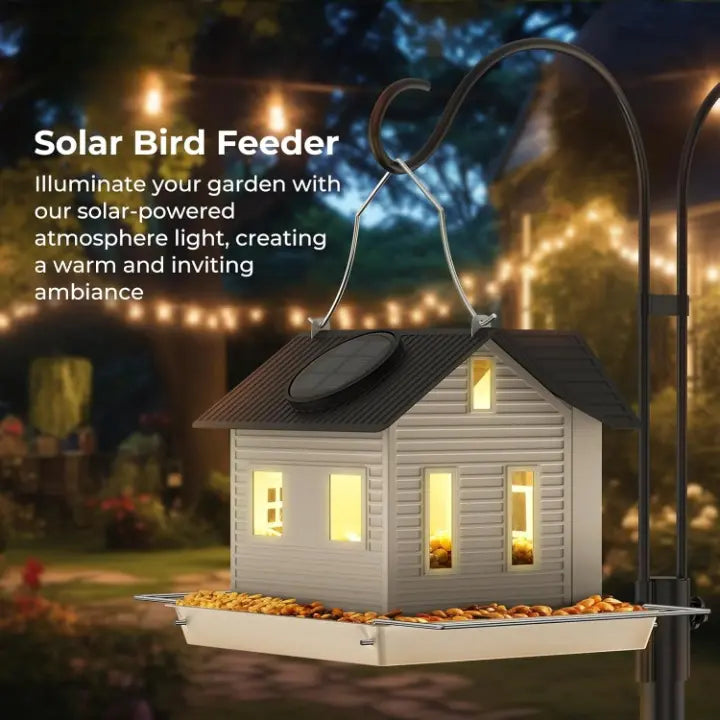بيت طيور معدني مقاوم للعوامل الجوية بتصميم كوخ مع ضوء LED | إليسيرا