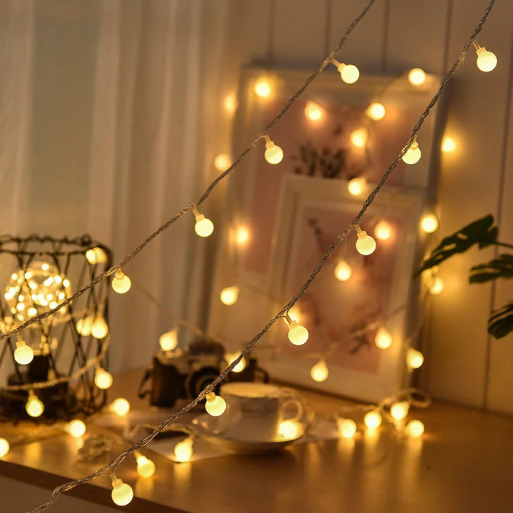 Luzes de cordão solares brancas quentes para decoração de jardins exteriores | elesira