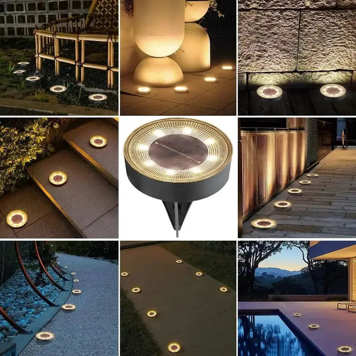 Luci solari da giardino per il terreno con sensore crepuscolare automatico - Resistenti alle intemperie | elesira