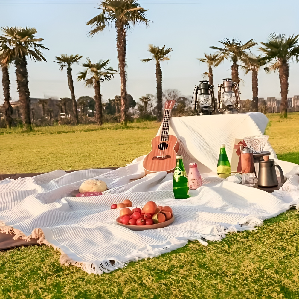 Vattentät utomhusfilt 180x180 cm – hopfällbar för picknick | elesira