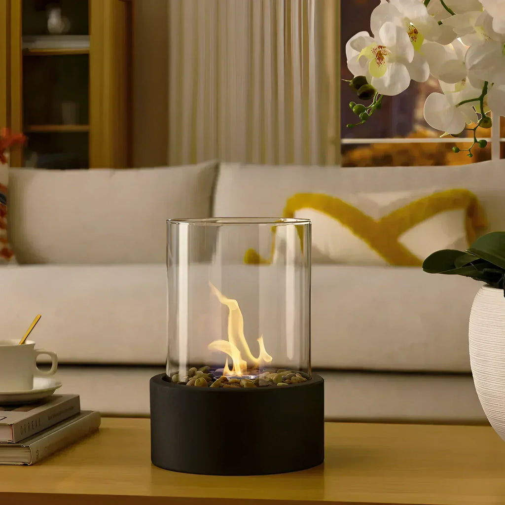 Portable Glass Bioethanol Fireplace | Ventless Indoor-Outdoor Fire Pit | elesira