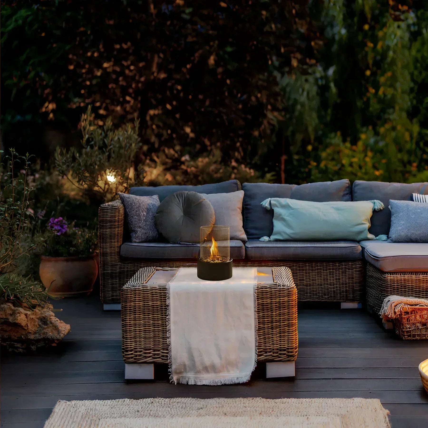 Portable Glass Bioethanol Fireplace | Ventless Indoor-Outdoor Fire Pit | elesira
