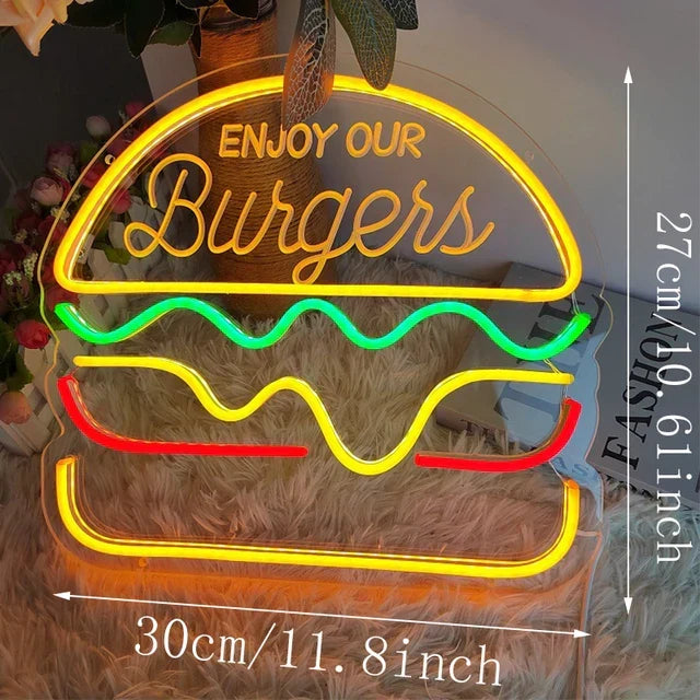 QuickBite - Fast Food Neon Sign Night Light | elesira