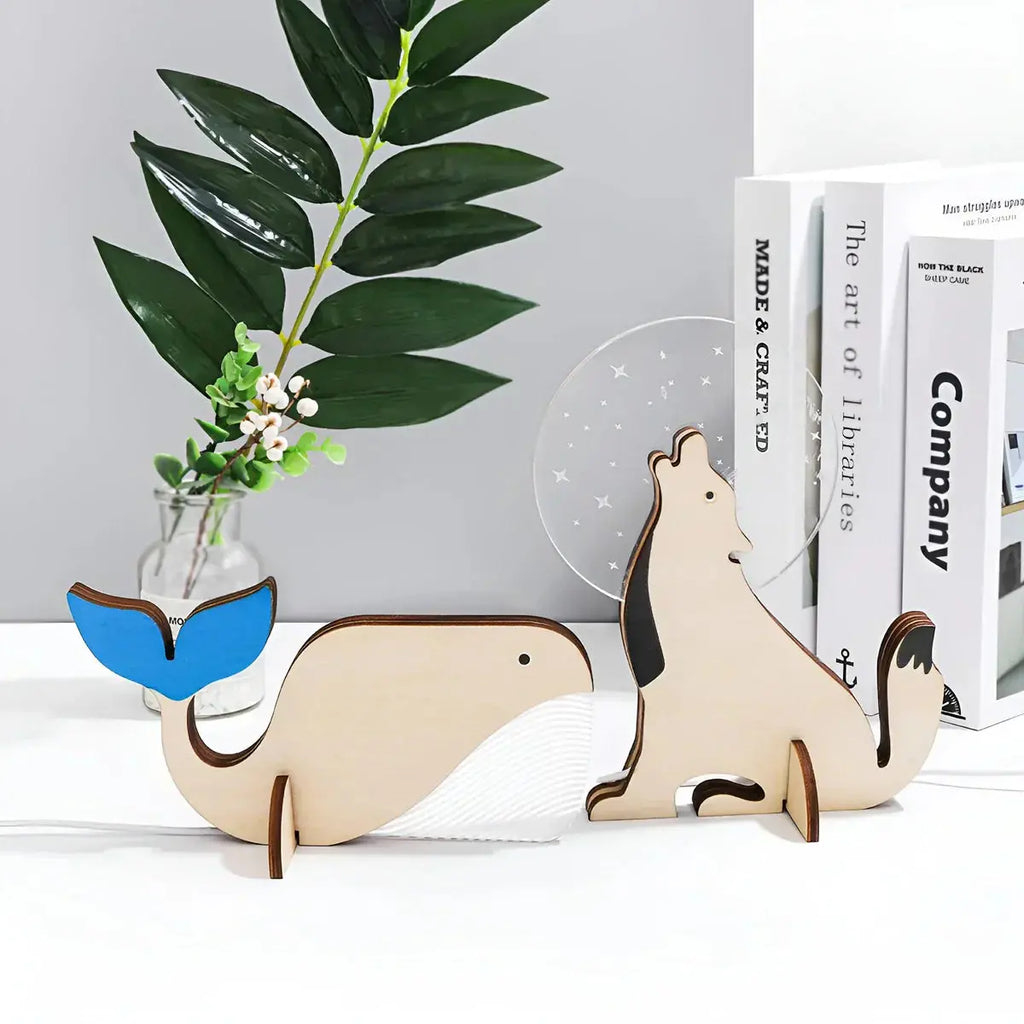 Wooden Animal Silhouette LED Desk Lamp – Touch Control, USB Powered | elesira