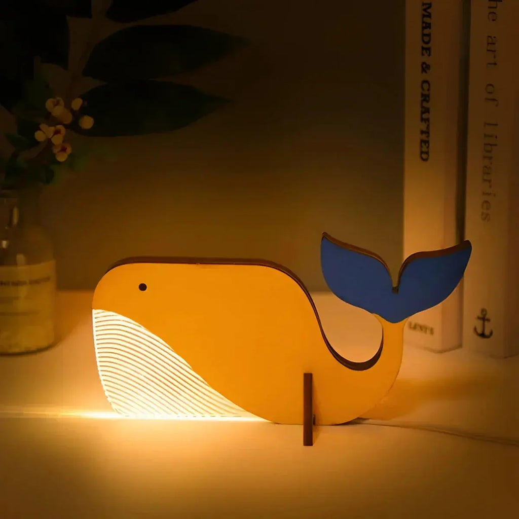 Wooden Animal Silhouette LED Desk Lamp – Touch Control, USB Powered | elesira
