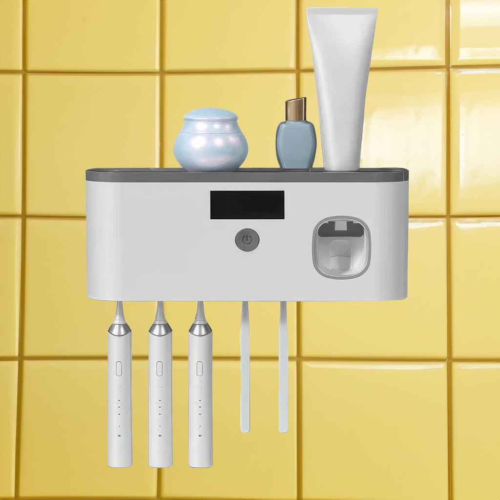Organizador inteligente de escovas de dentes UV com dispensador recarregável | elesira
