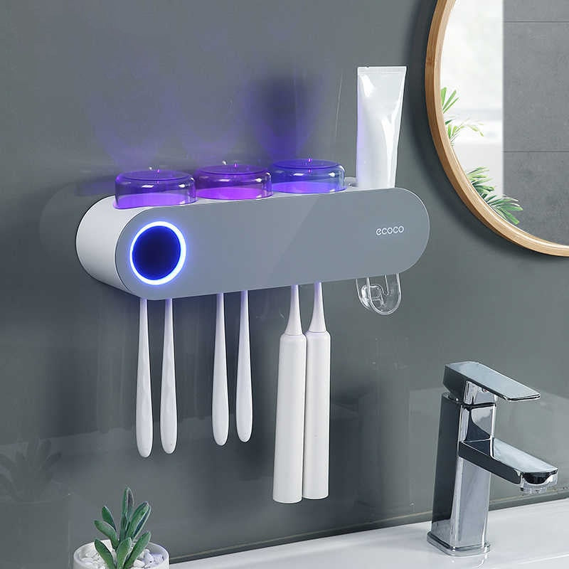 Inteligentny uchwyt na szczoteczki z lampą UV i funkcją dezynfekcji - porządek w łazience | elesira