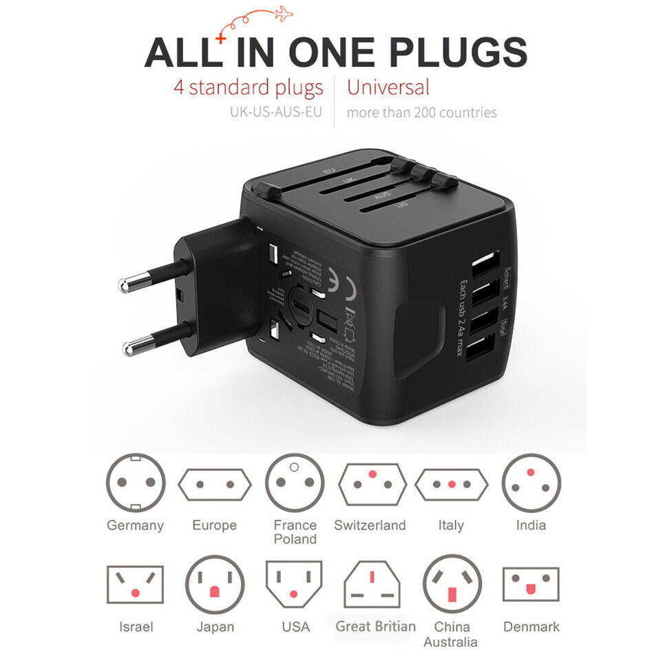 Smart reiseadapter med USB-ladeporter | elesira