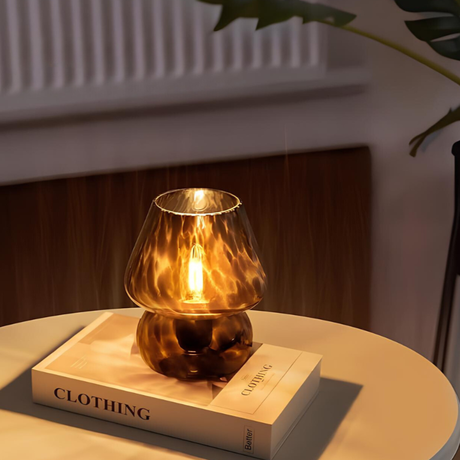 Hand-Blown Glass Art Lamp – Elegant Ambient Lighting for Home Décor | elesira