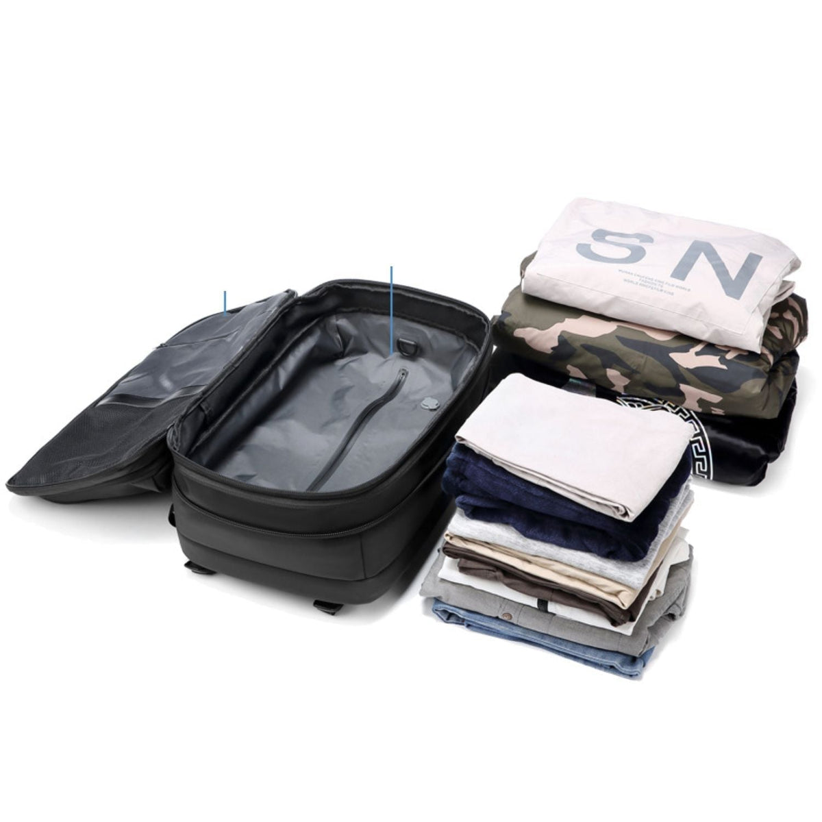 Mochila de viaje SpaceSaver Pro con sistema de compresión integrado | elesira