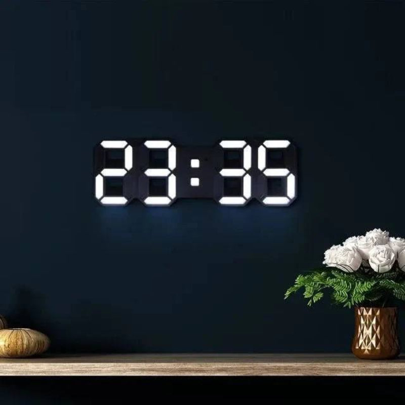 Horloge murale élégante à LED en 3D avec luminosité réglable | elesira
