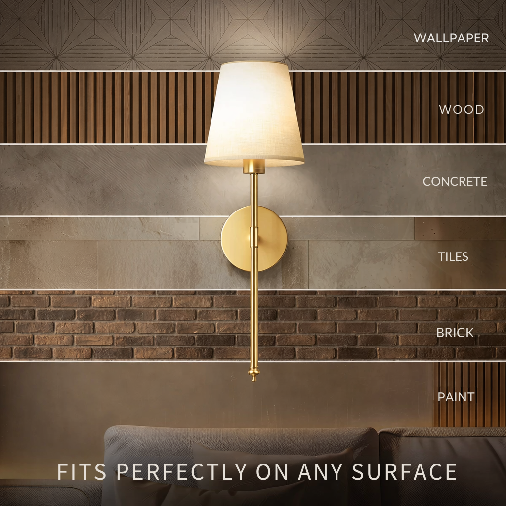 Wall Light - Fabric Shade - Set of 2 - 3M Adhesive Mount - LumiStick Duo | elesira