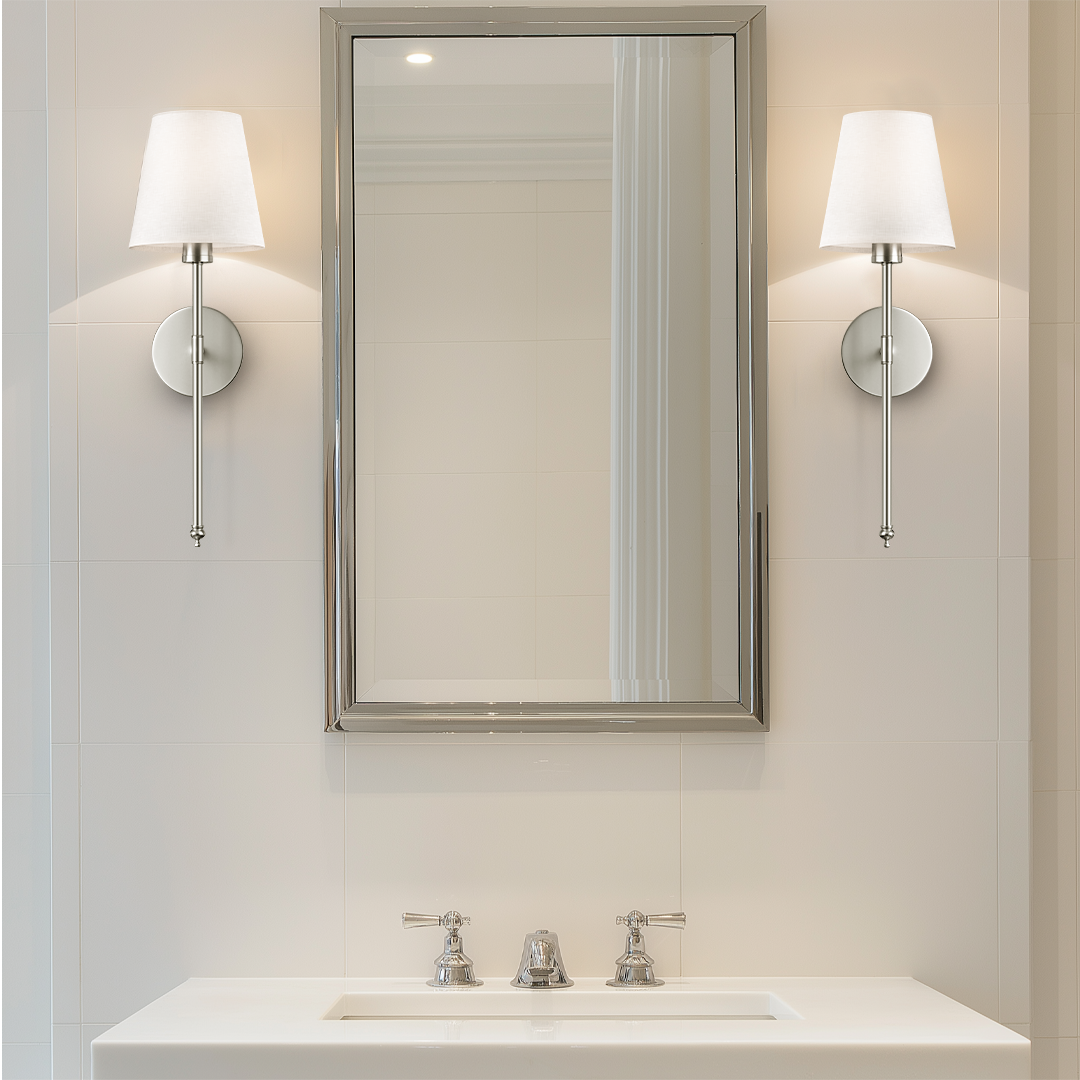 Wall Light - Fabric Shade - Set of 2 - 3M Adhesive Mount - LumiStick Duo | elesira