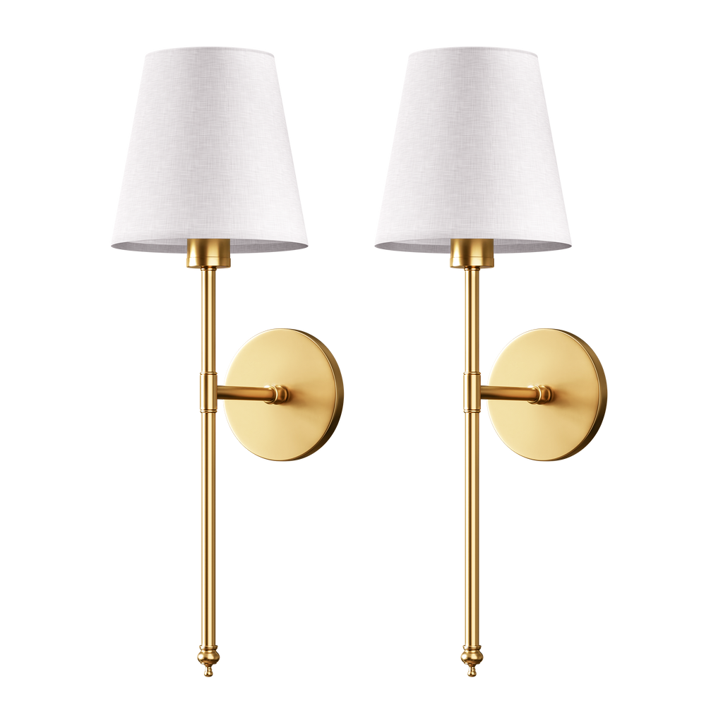 Wall Light - Fabric Shade - Set of 2 - 3M Adhesive Mount - LumiStick Duo | elesira