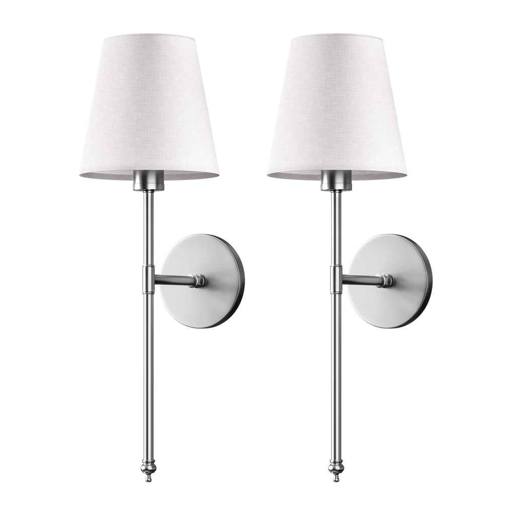 Wall Light - Fabric Shade - Set of 2 - 3M Adhesive Mount - LumiStick Duo | elesira