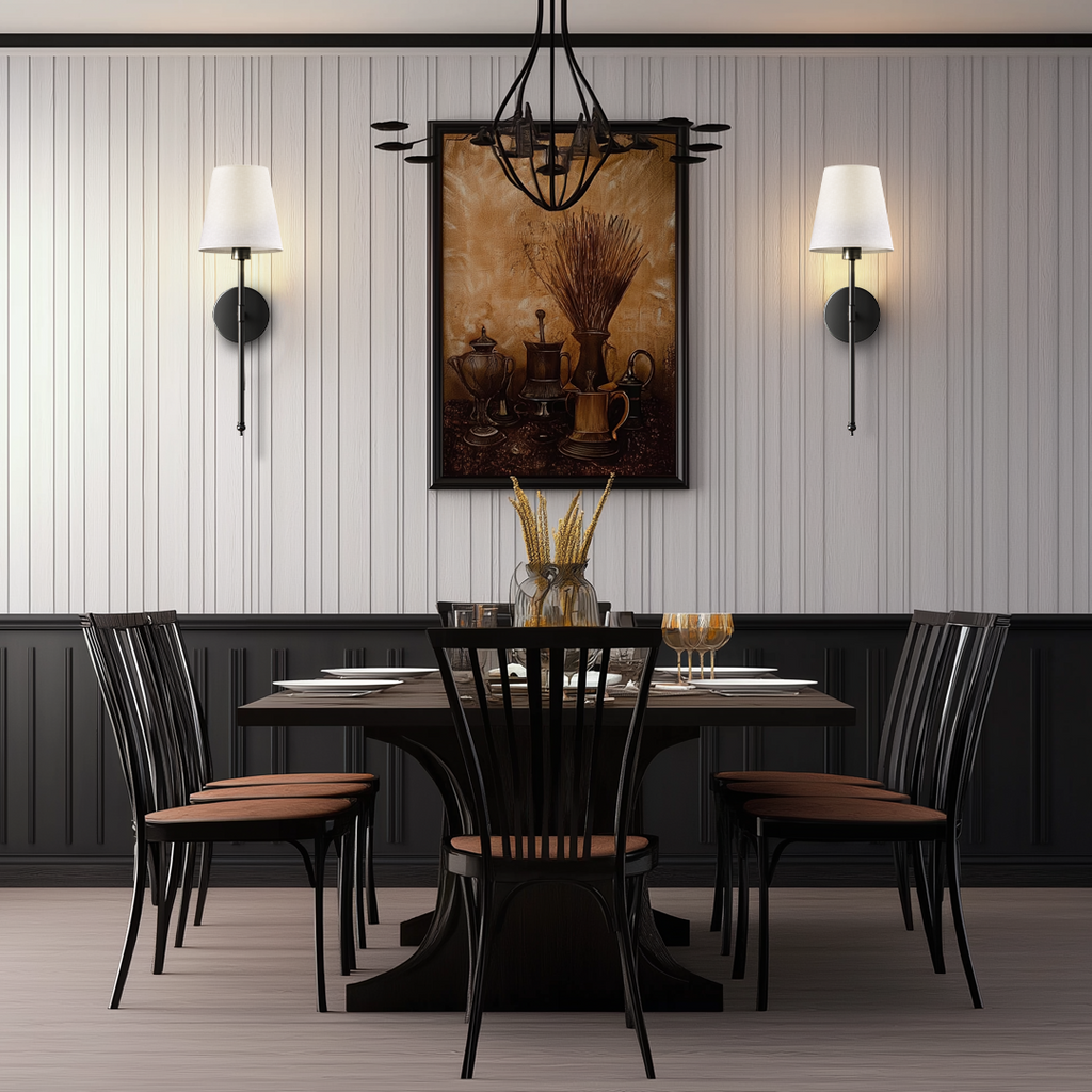 Wall Light - Fabric Shade - Set of 2 - 3M Adhesive Mount - LumiStick Duo | elesira