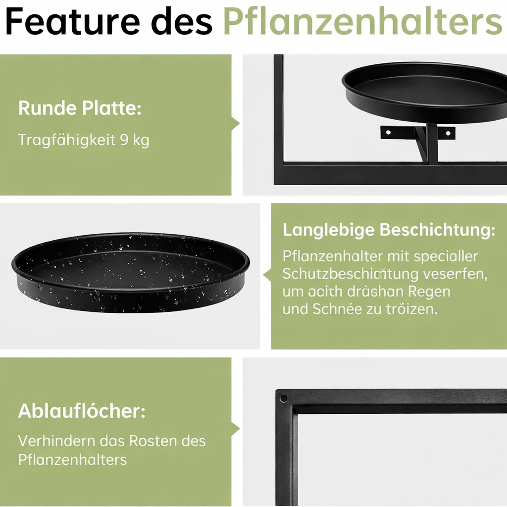 Soporte de pared para plantas - Diseño contemporáneo de metal - Ahorra espacio y es versátil | elesira