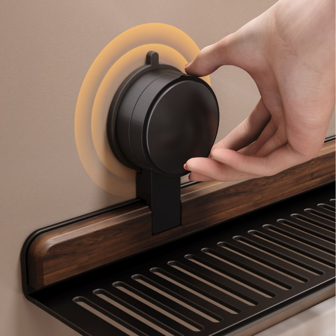 Wastafelorganizer met wandbevestiging via zuignap - drainerend ontwerp voor de badkamer | elesira