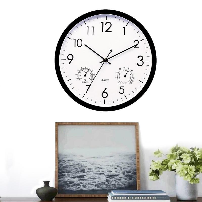 Reloj de exterior resistente a la intemperie de 30 cm con lecturas de temperatura y humedad | elesira