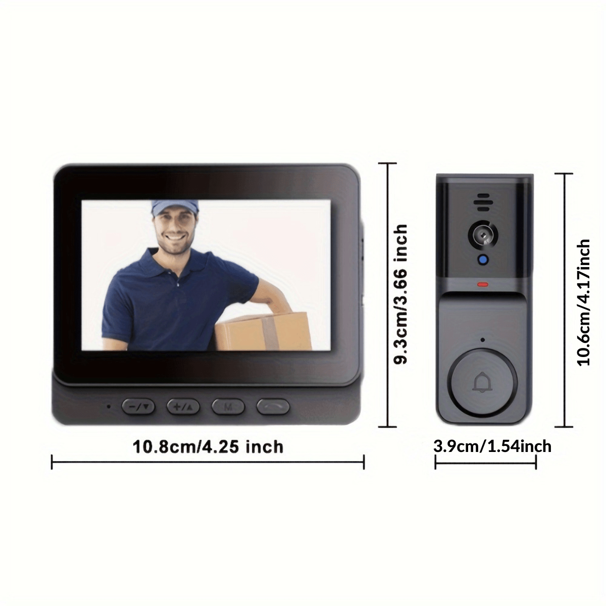 Intelligente kabellose Türklingelkamera mit 4,3-Zoll-Display | elesira