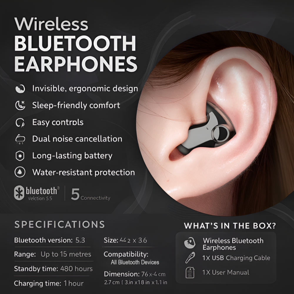Kabellose In-Ear-Kopfhörer – Schlankes Design für Seitenschläfer | elesira