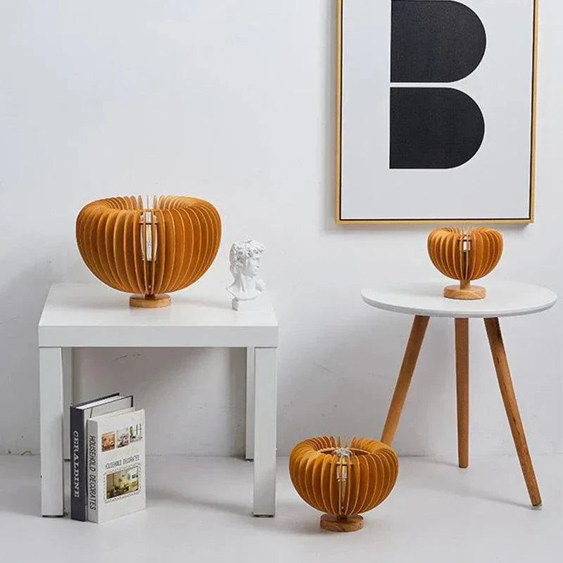 Mirovia | Sculptural Wooden Table Lamp With Touch Controls — Eco-Friendly Bedside Lamp for Living Room and Bedroom | elesira