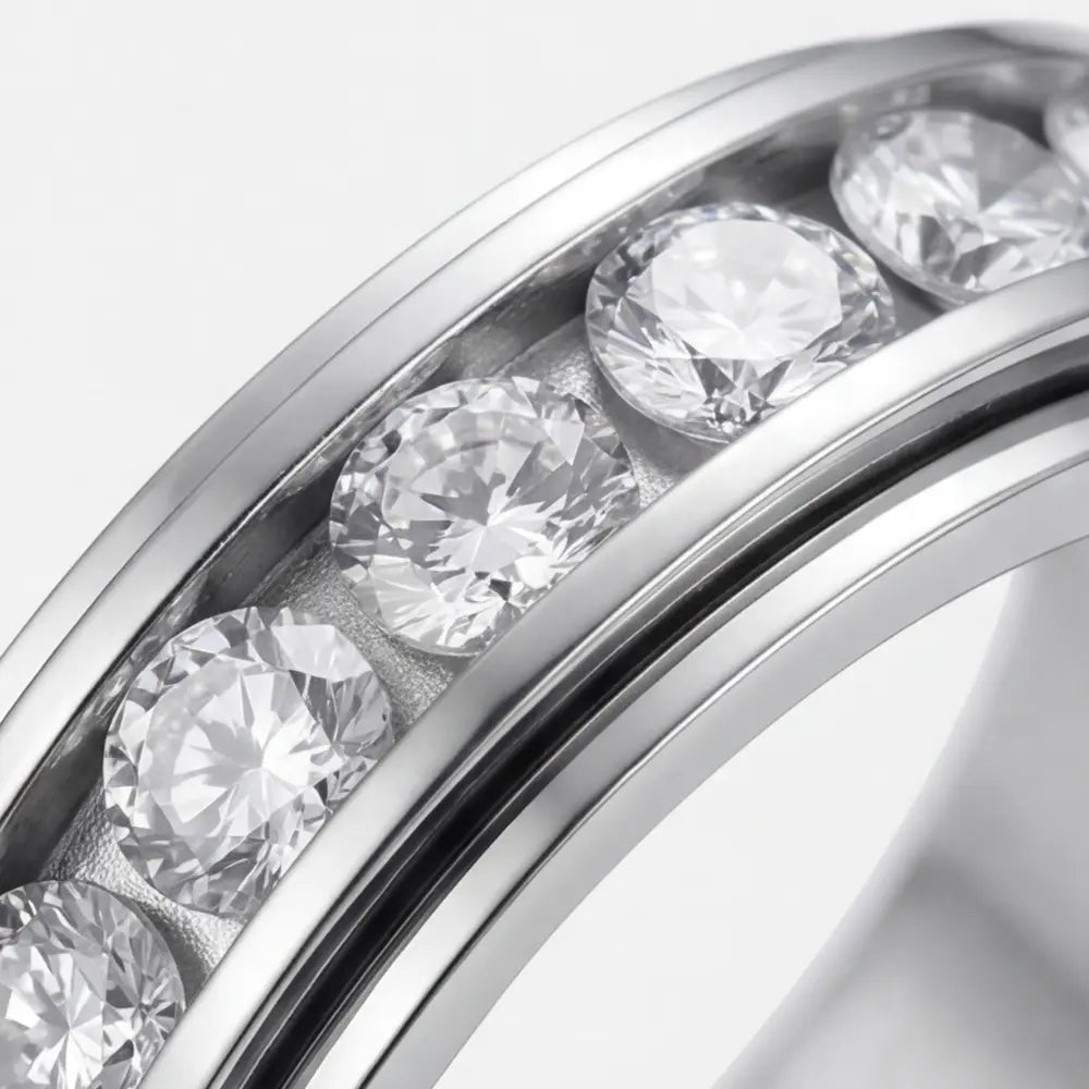 Bague tournante avec incrustation en zircone - acier titane en trois couleurs | elesira