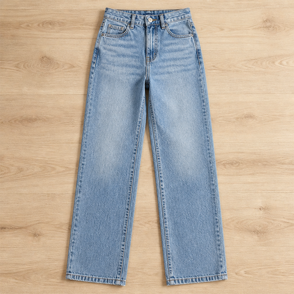 Vérova – Vintage jeans med høyt liv og vide ben, uten glippe i midjen | elesira