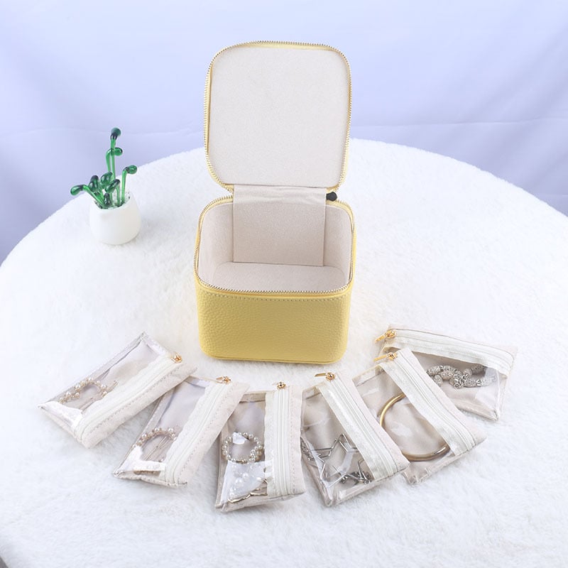 Boîte de rangement à bijoux zippée avec compartiments | elesira