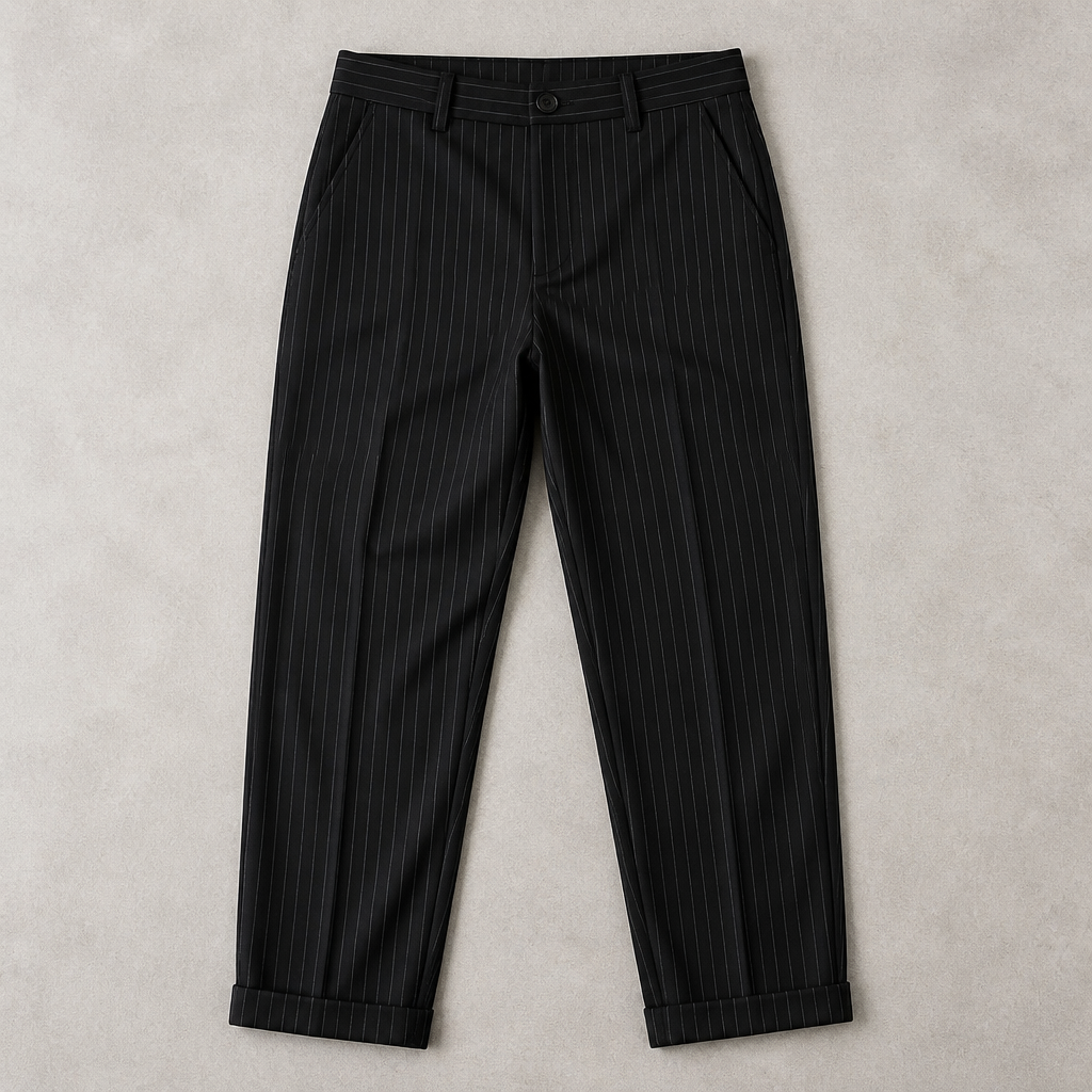 Virelia – Pantaloni drepți cu talie înaltă și dungi fine, personalizate | elesira