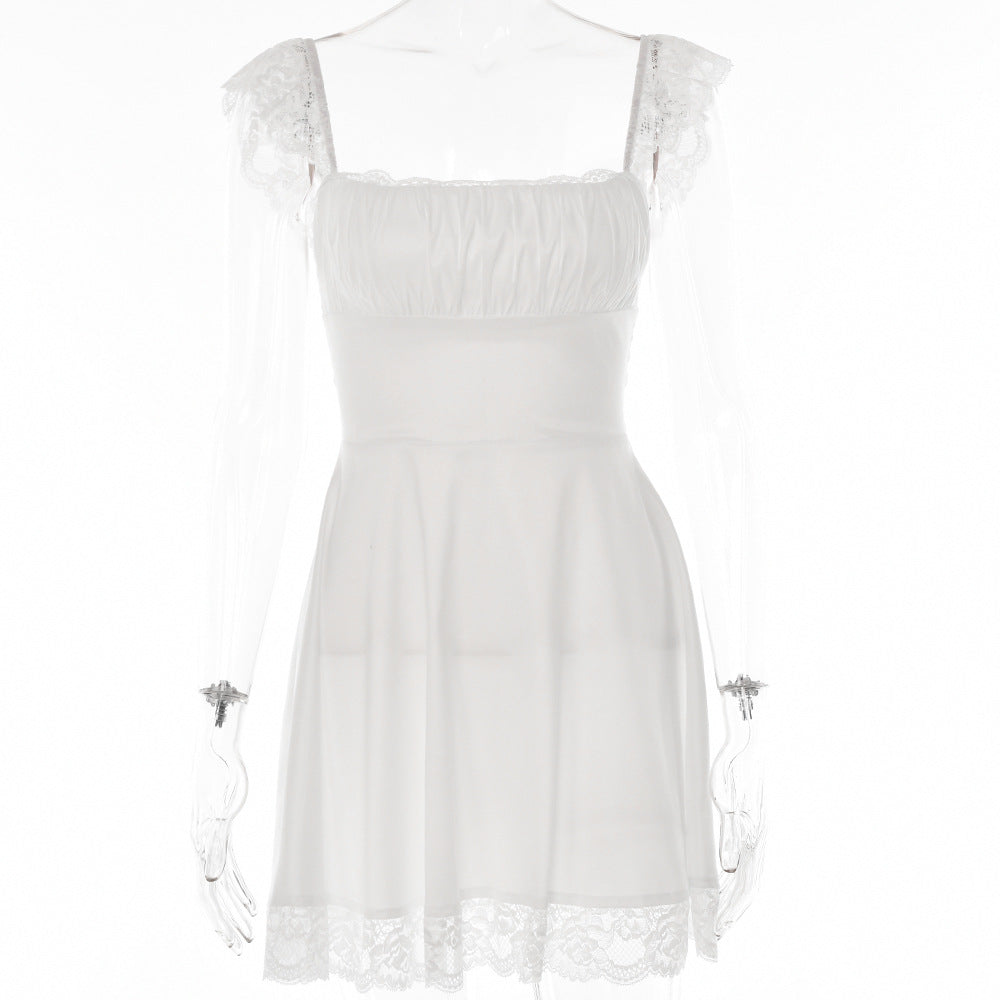 Jupe Lacet — Satin Volantée Dos Nu Taille Haute