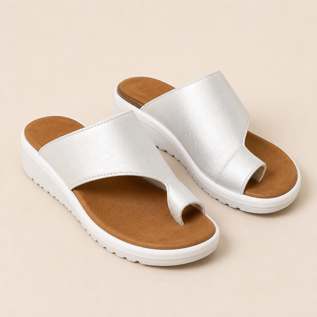 Solivra – Wedge Sandals for Bunion Relief with Toe-Aligning Strap | elesira