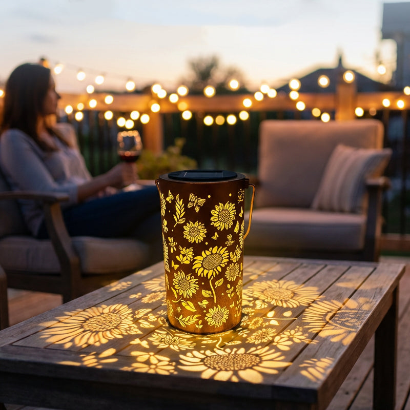 Solar garden lamp with sunflower motif | elesira