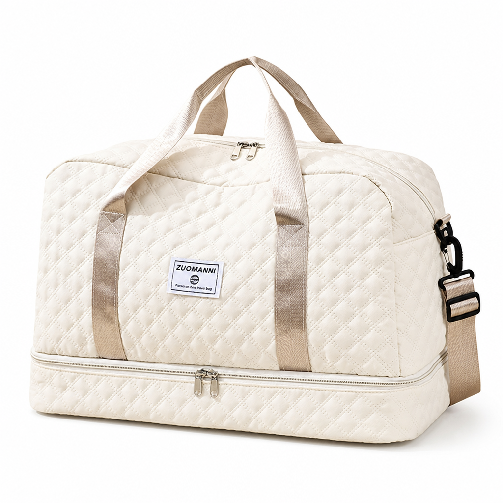 Bolso de fin de semana de nailon repelente al agua (compartimentos para zapatos y artículos mojados) | elesira
