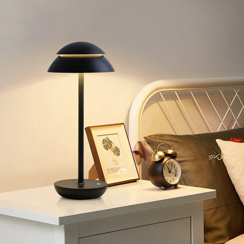 Bezdrátová stmívatelná LED stolní lampa na baterie LuxeGlow - moderní dotykové ovládání - obývací pokoj - lampa na čtení - noční lampička | elesira