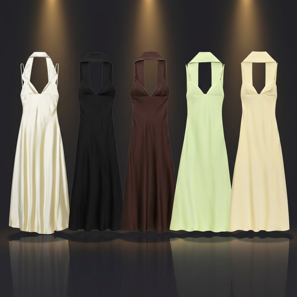 Robe Casual Effet Satin Soyeux