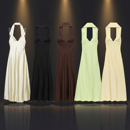 Robe Casual Effet Satin Soyeux