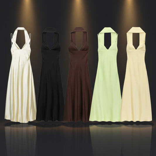 Robe Casual Effet Satin Soyeux