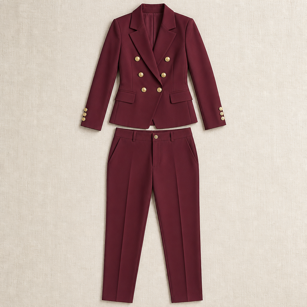 VeroLuxe – Completo sartoriale personalizzato con blazer doppiopetto e bottoni dorati | elesira