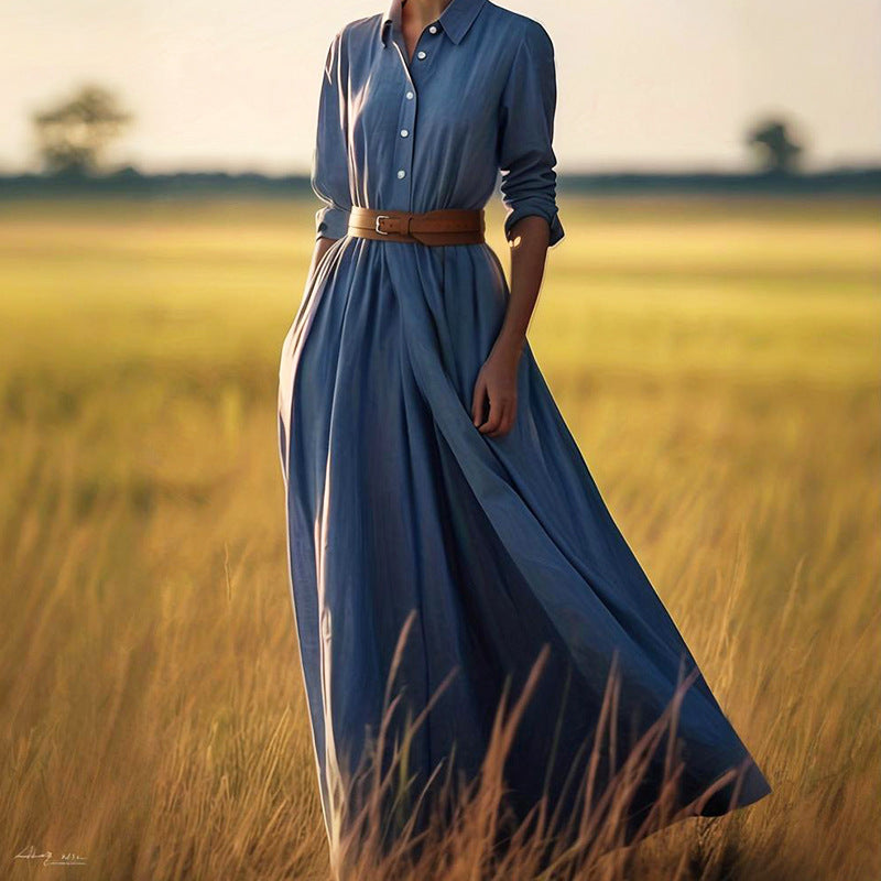 Robe Mi-longue à Manches Longues — Style Vintage Chic