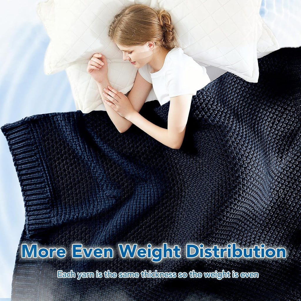 Cozy Comfort Weighted Knitted Blanket With Cooling Microfiber For All Season Relaxation - Elesira
